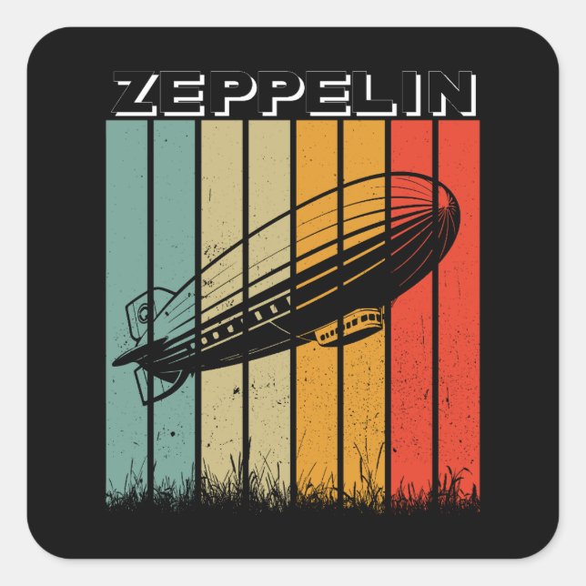 Sticker Carré Zeppelin Rétro Dirigible Aéronef Zepelin Zepplin (Devant)
