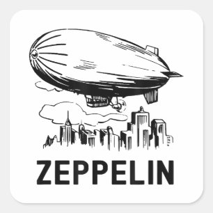 Sticker Carré Zeppelin rétro vintage - Croquis Dirigeable