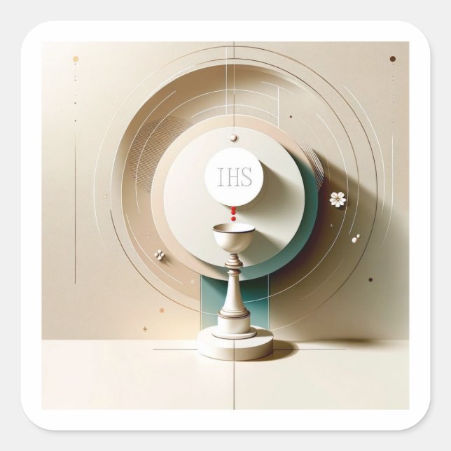 Sticker Carré ZG Style Communion eucharistique Hôte et Chalice (Devant)