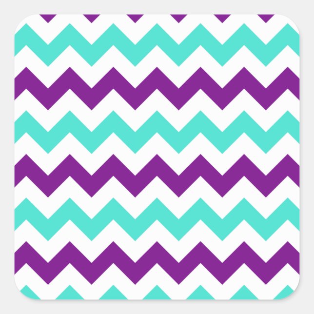 Sticker Carré Zigzag turquoise et violette (Devant)