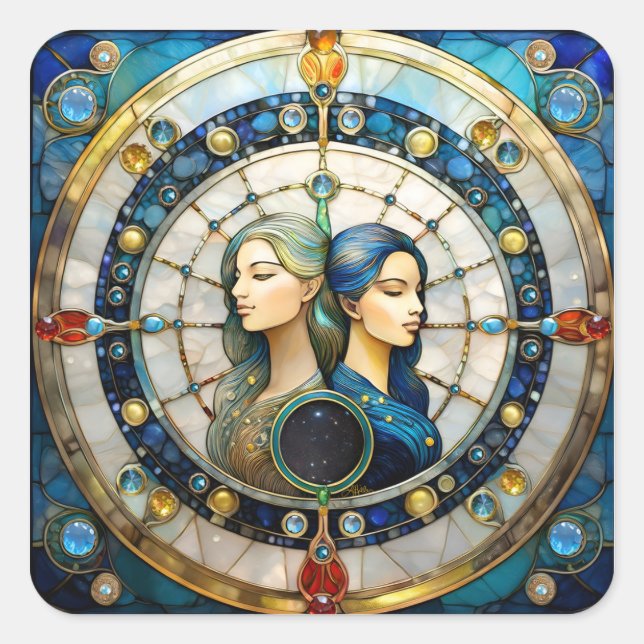 Sticker Carré Zodiac - Gemini Les Jumeaux (Devant)