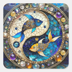 Sticker Carré Zodiaque - Poissons Yin et Yang