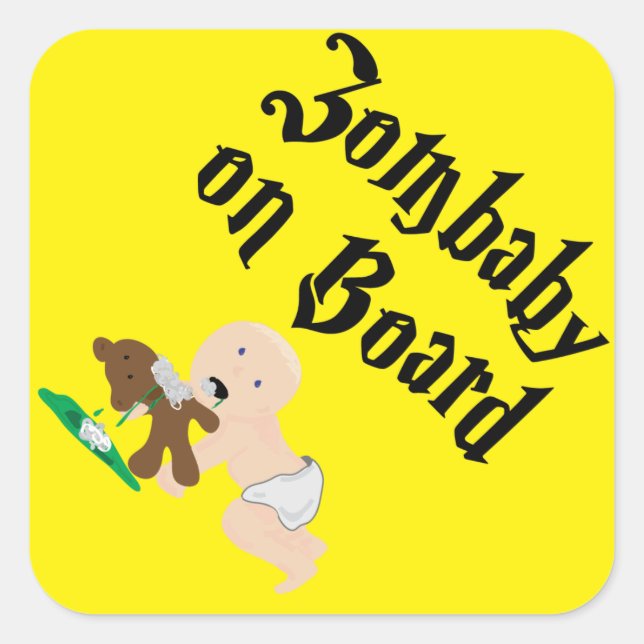 Sticker Carré Zombaby à bord (Devant)