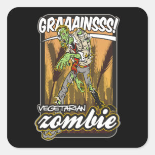 Sticker Carré Zombi végétarien