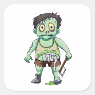 Sticker Carré Zombie Ax Havoc