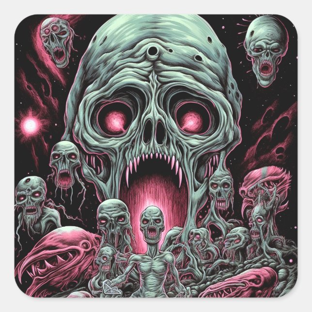 Sticker Carré Zombie Créations Sci-fi Horror Art (Devant)
