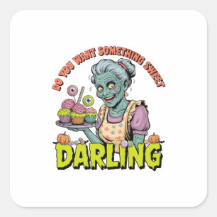 Sticker Carré Zombie Grandma - Sweet Halloween Darling