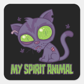 Sticker Carré Zombie Kitten Is My Spirit Animal