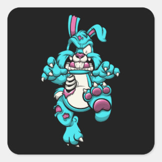 Sticker Carré Zombie Rabbit Halloween Cartoons Character