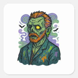 Sticker Carré Zombie Van Gogh - Dessin humoristique