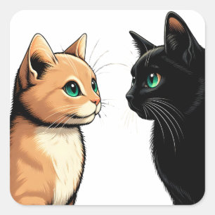 Sticker Carré Zonage de chat noir - Drôle Kitten meme