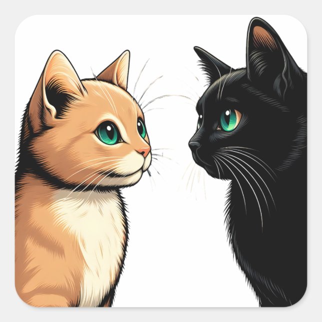 Sticker Carré Zonage de chat noir - Drôle Kitten meme (Devant)