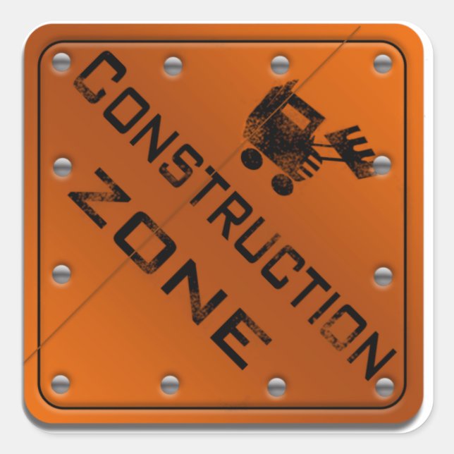 Sticker Carré Zone de construction (Devant)