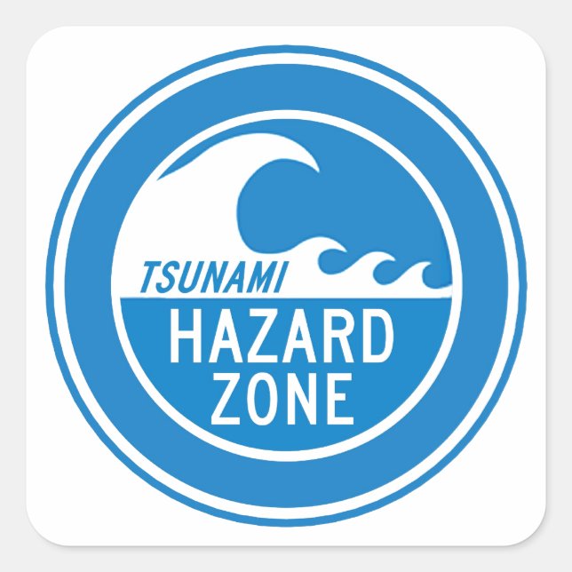 STICKER CARRÉ ZONE DE DANGER TSUNAMI (Devant)