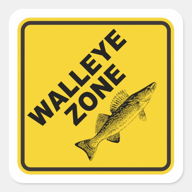 Sticker Carré Zone de pêche Walleye (Devant)