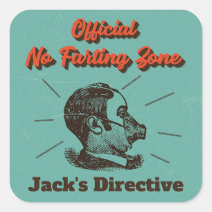 Sticker Carré Zone sans pets humoristique Vintage turquoise