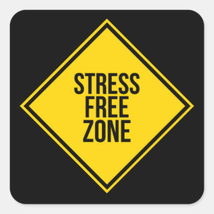 Sticker Carré Zone sans stress tendance Citation Jaune Noir