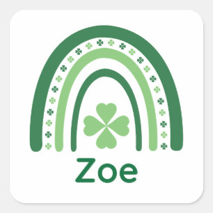 Sticker Carré Zoom Nom Clover Boho Rainbow