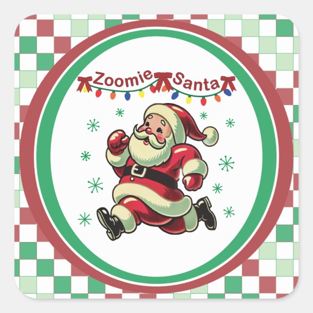 Sticker Carré Zoomie Santa Christmas (Devant)