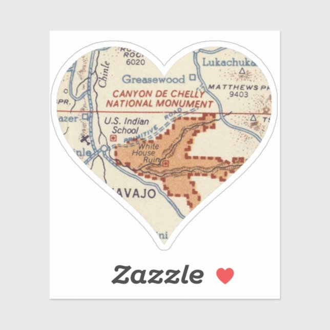 Sticker Carte Canyon DE Chelly Vintage (Feuille)