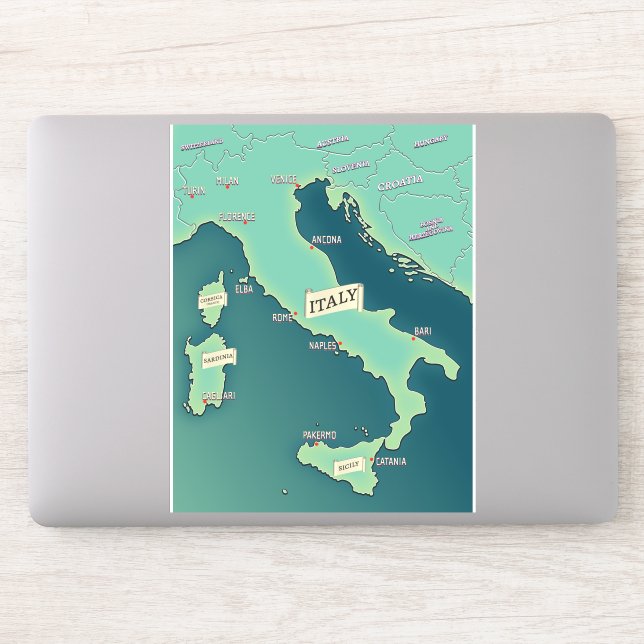 Sticker Carte Classique De L'Italie (Ordinateur)