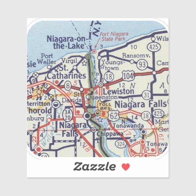 Sticker Carte classique de Niagara Falls (Feuille)