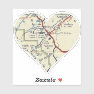 Sticker Carte classique Lander WY