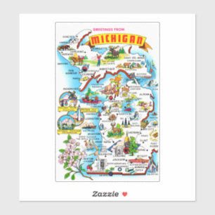 Sticker Carte colorée vintage du Michigan