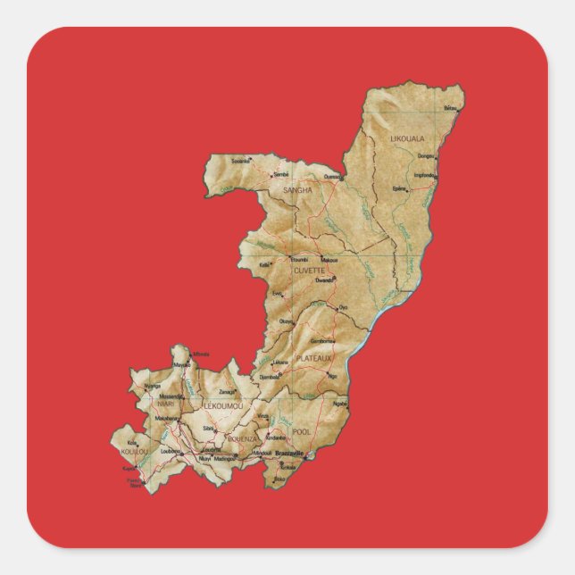 Sticker Carte Congo-Brazzaville (Devant)