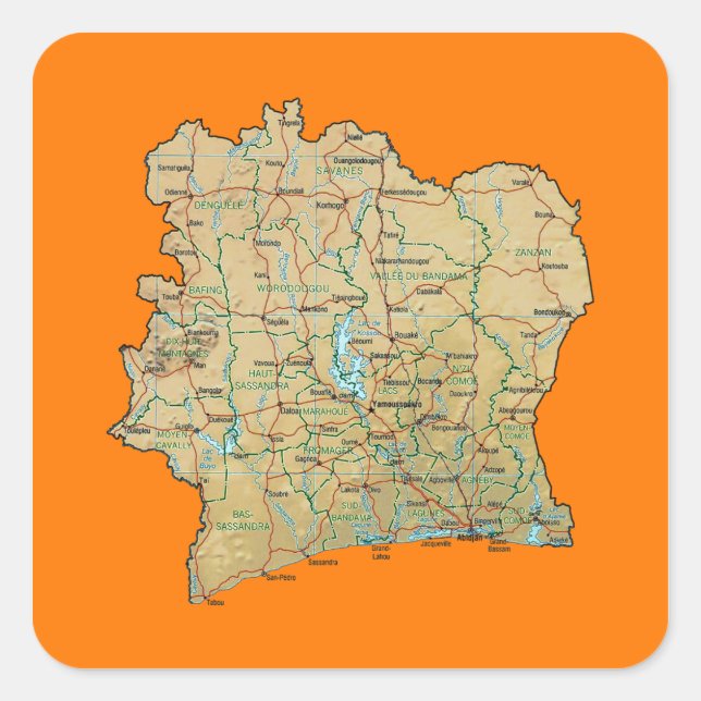 Sticker Carte Côte d'Ivoire (Devant)