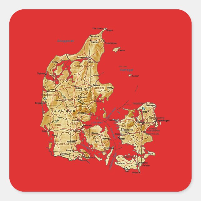 Sticker Carte Danemark (Devant)