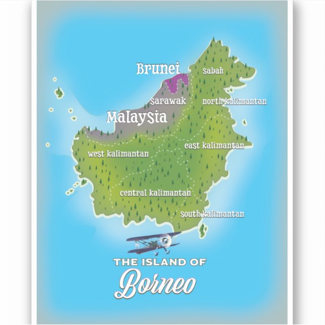 Sticker Carte de Bornéo (Devant)