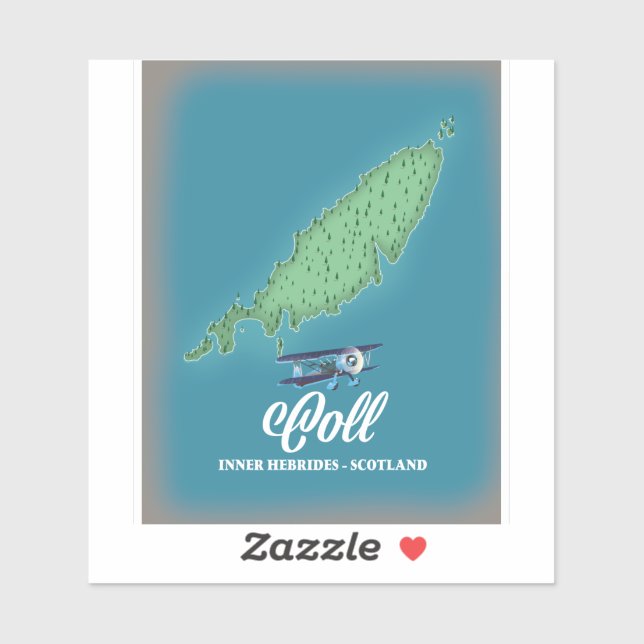 Sticker Carte de Coll Inner Hebrides Écosse (Feuille)