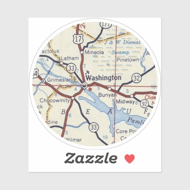 Sticker Carte de la Caroline du Nord de Washington (Feuille)