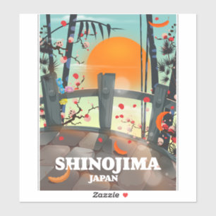 Sticker carte de l'affiche de voyage de Shinojima
