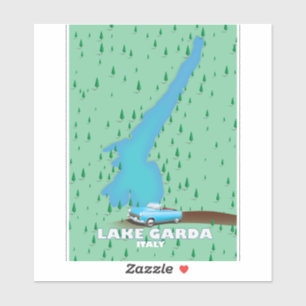Sticker Carte de l'affiche de voyage du lac de Garde Itali