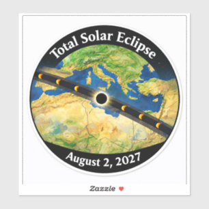 Sticker Carte de l'éclipse solaire totale 2027