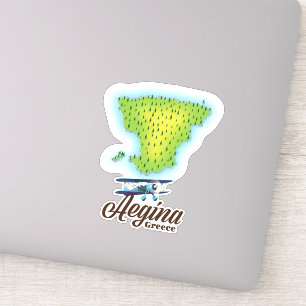 Sticker Carte de l'île d'Aegina Greece