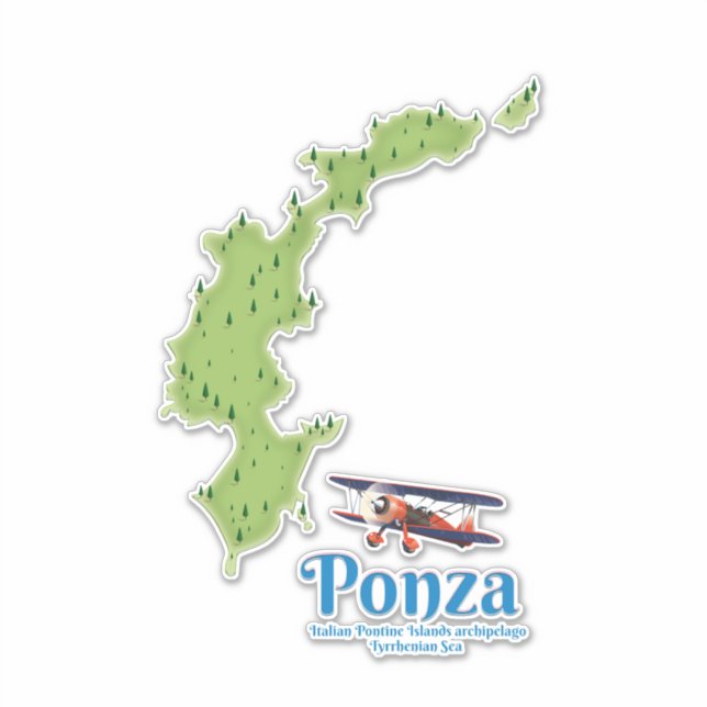 Sticker Carte de l'île italienne de Ponza. (Devant)