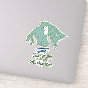 Sticker Carte de l'île Orcas, Washington, États-Unis