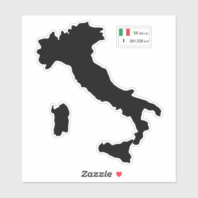 Sticker Carte de l'Italie (Feuille)