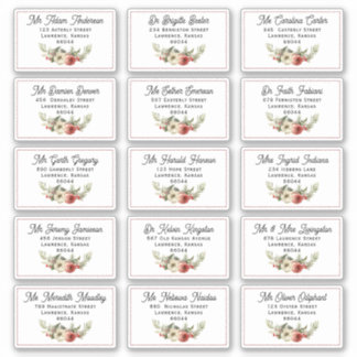 Sticker Carte de Noël Florale Adresse d'expédition individ