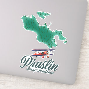 Sticker carte de Praslin Seychelles