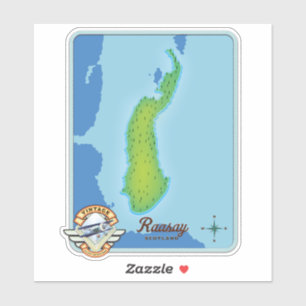 Sticker carte de Raasay Écosse