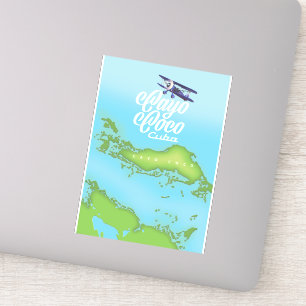 Sticker Carte de style vintage de Cayo Coco Cuba.