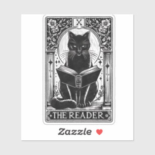 Sticker Carte de Tarot de chat noir du lecteur