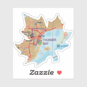 Sticker Carte de Thunder Bay Ontario