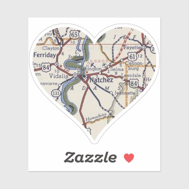 Sticker Carte de voeux de Natchez Mississippi (Feuille)