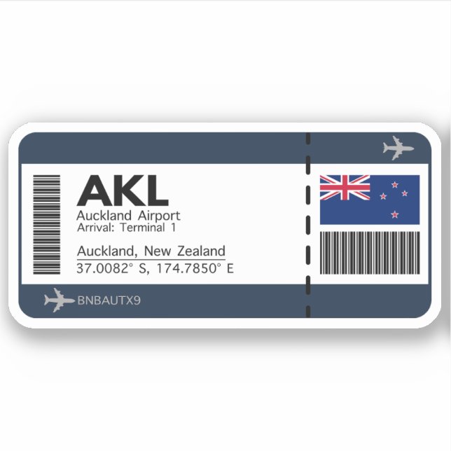 Sticker Carte d'embarquement AKL Auckland - Billets Nouvel (Devant)