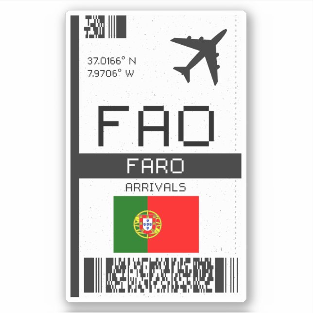 Sticker Carte d'embarquement FAO Faro - Portugal Travel (Devant)